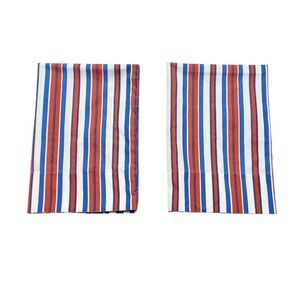 2 Vintage 70s JCPenney Fashion‎ Manor Muslin Standard Pillowcases Red Blue White